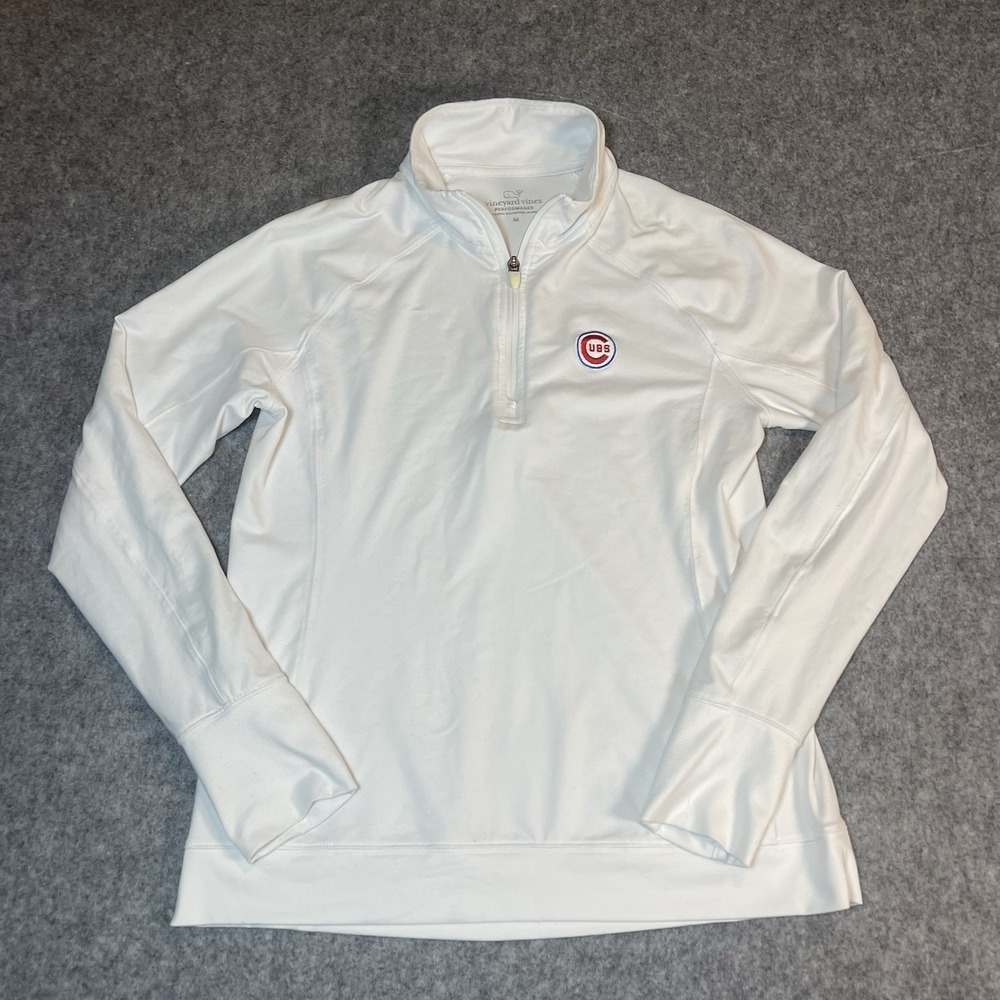 Vineyard Vines Performance 1/4 Zip Women's Stretch Pullover M Chicago Cubs Logo